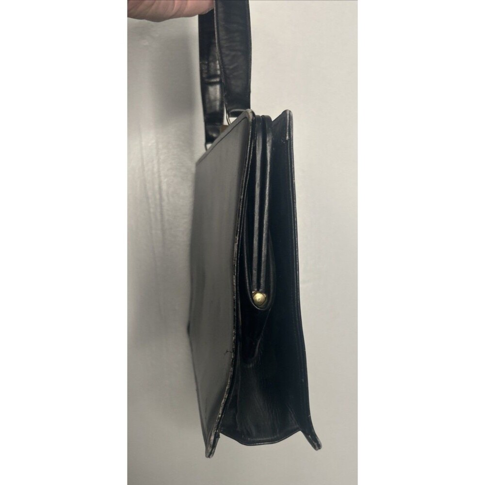 Vintage Saks Fifth Avenue Leather Handbag Purse Made in France Military Badge - Picture 9 of 11